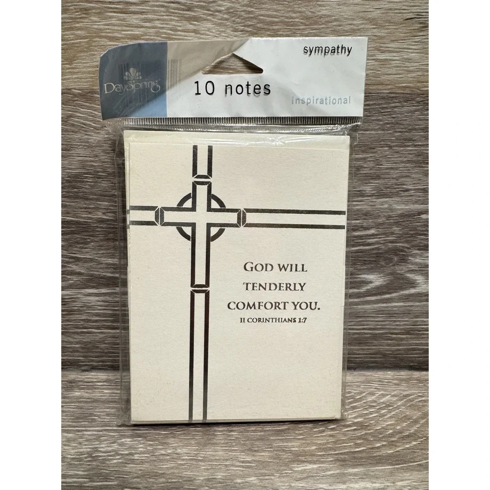Set of 10 Religious SYMPATHY Cards +‎ Envelopes by Dayspring Silver Foil Blank